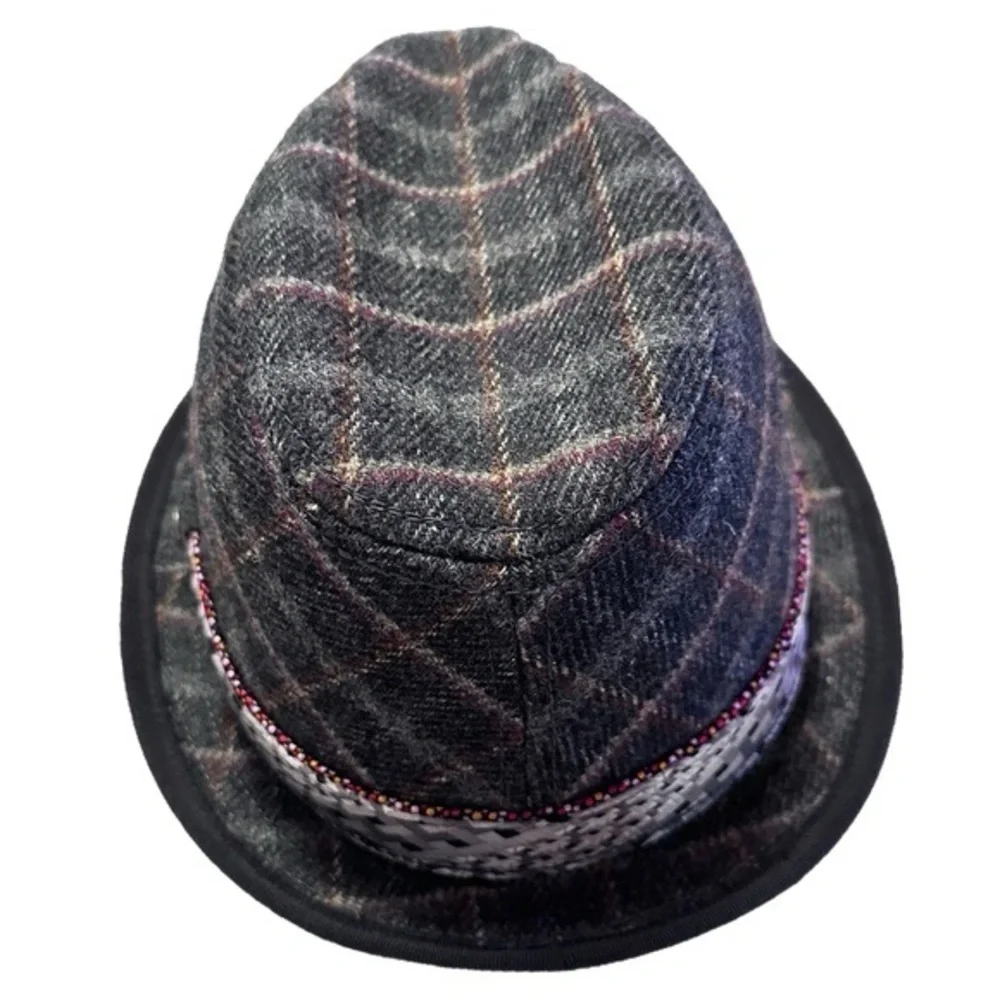 Robert Graham Men's Silk Wool Cotton Blend Plaid Fedora Hat Size MEDIUM - Picture 6 of 10